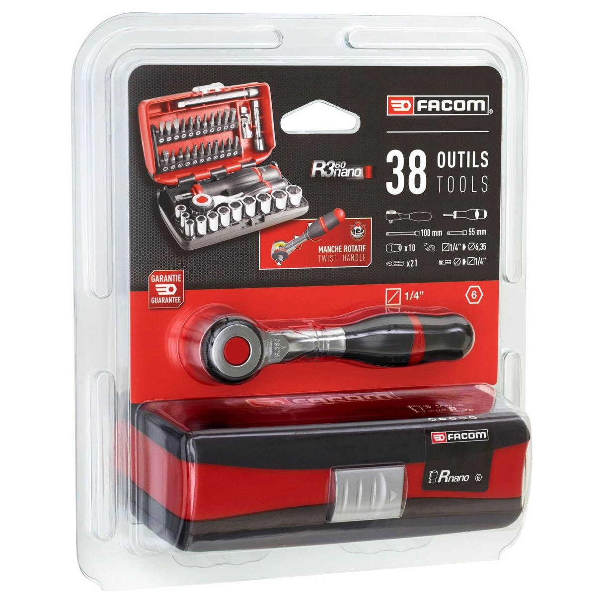 R.360NANOPB - FACOM R.360NANOPB 1/4" Ratchet and Socket Set 38 pieces - Image 4