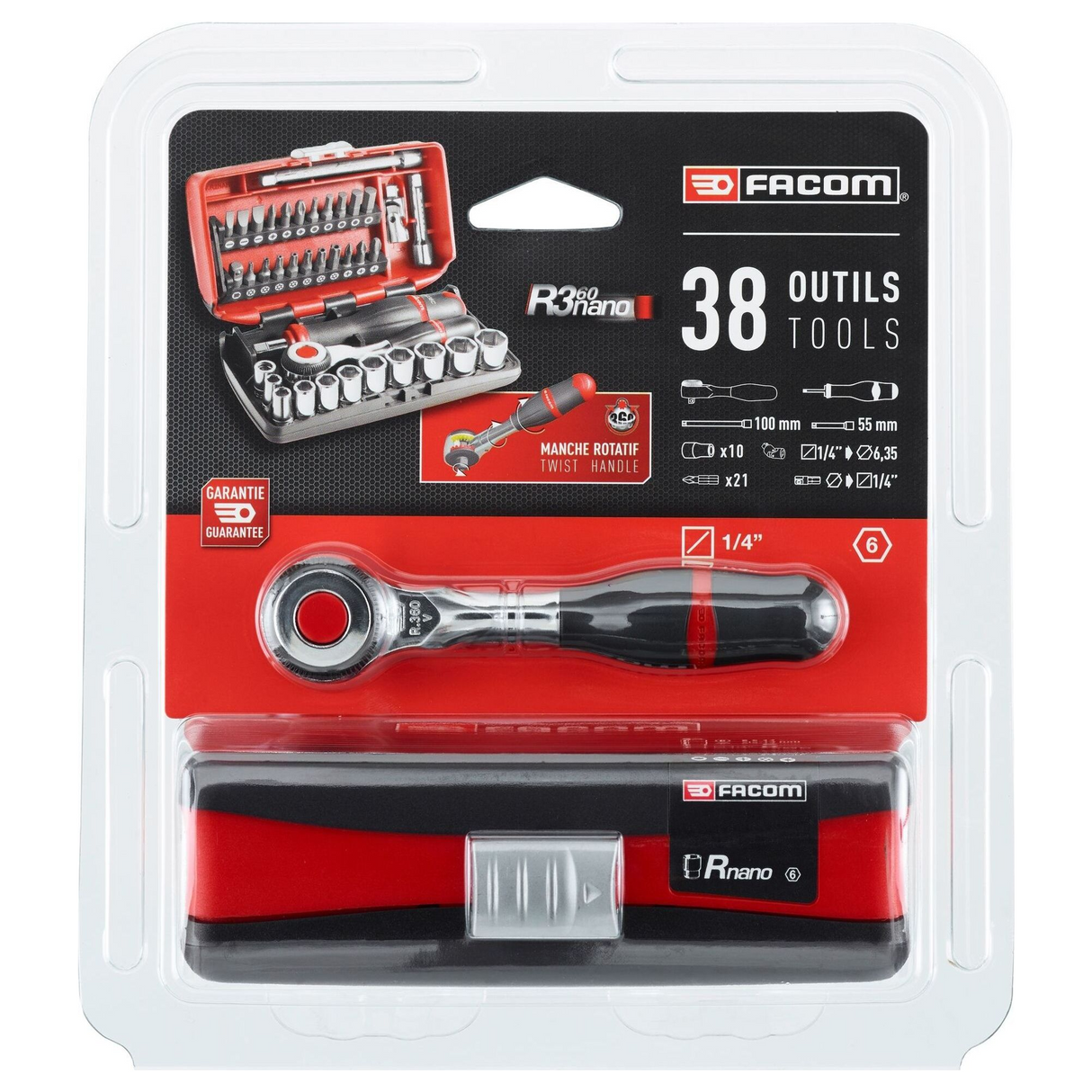 R.360NANOPB - FACOM R.360NANOPB 1/4" Ratchet and Socket Set 38 pieces - Image 5