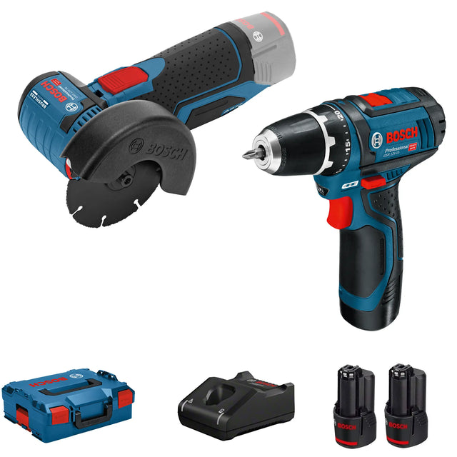 Combo Kit Bosch Professional GSR 12V-15 + GWS 12V-76 12V 2Ah