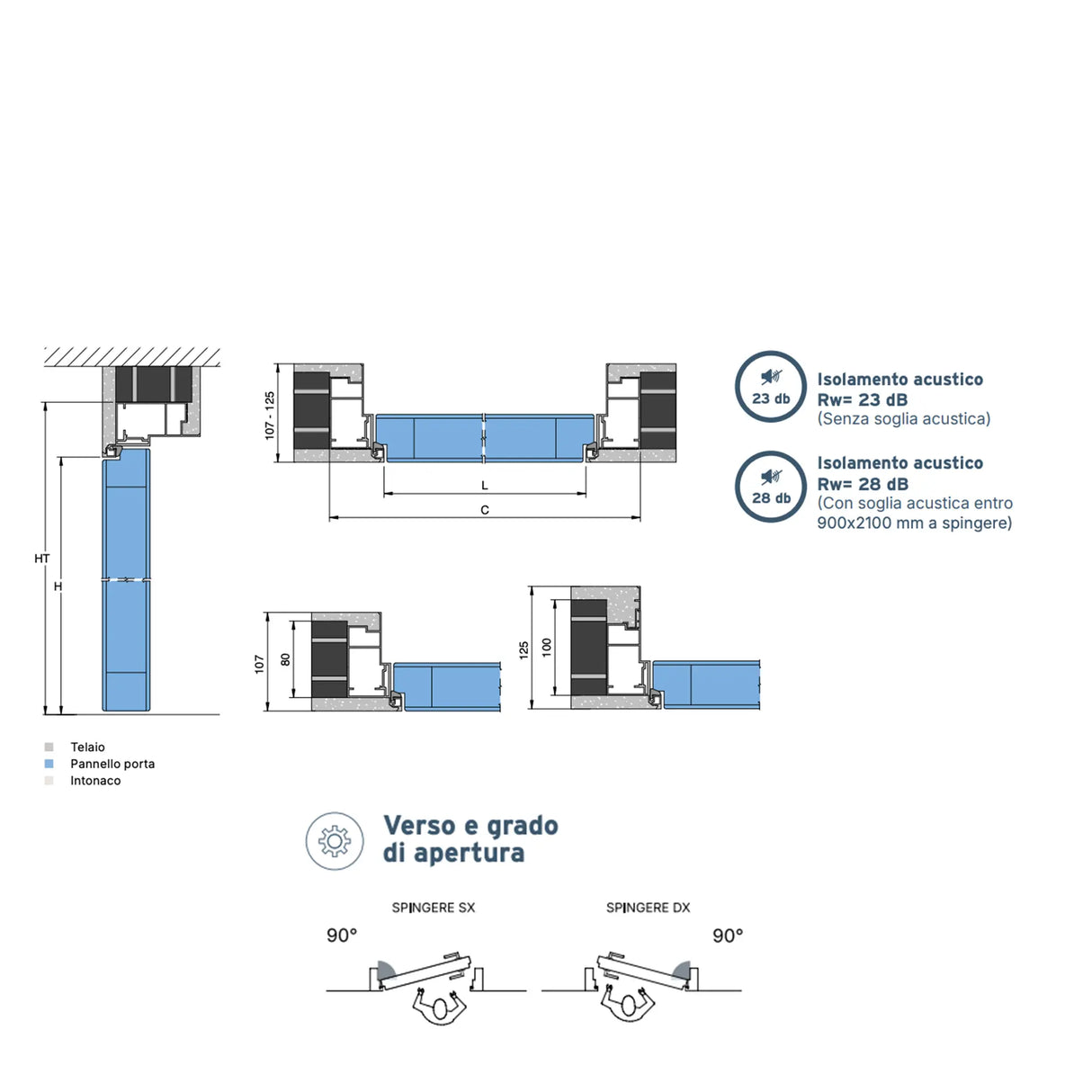 Push-to-open swing frame Ermetika Absolute Swing Plaster