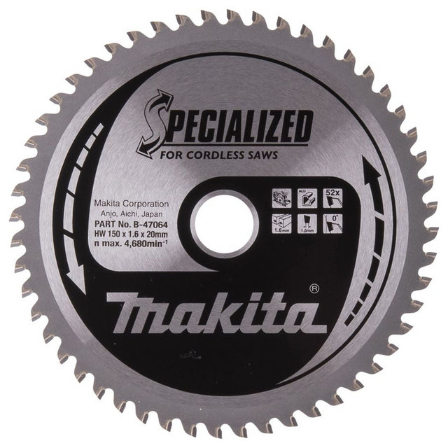 B-47064 - Circular Saw Blade Makita B-47064 150mm 52T Aluminum - Image 2