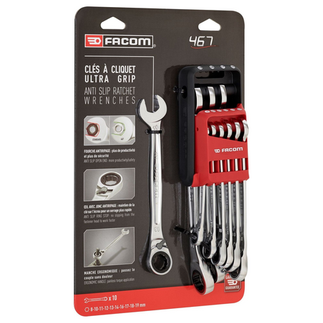 467B.JP10PB - Facom 467B.JP10PB 10-Piece Reversible Ratchet Wrench Set - Image 2