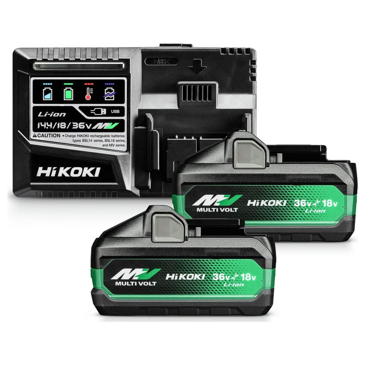 UC18YSL3WJZ - BoosterPack HiKOKI UC18YSL3WJZ 2 MULTI VOLT Batteries BSL36B18X 36V/18V 8Ah/4Ah + Battery Charger