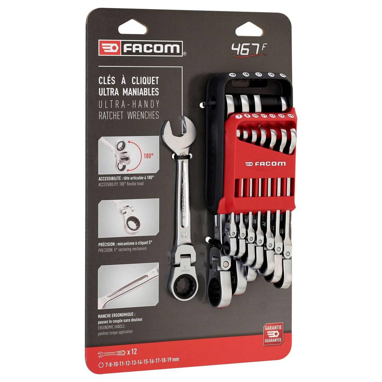 Set Chiavi a Cricchetto Flex Head Facom 467BF 12 pezzi