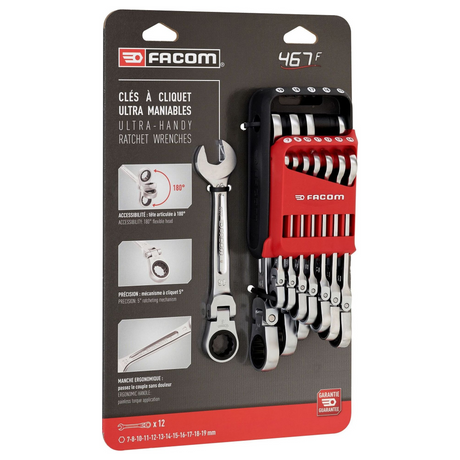 467BF.JP12PB - Ratchet Wrench Set Flex Head Facom 467BF 12 pieces - Image 2