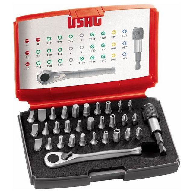 U06920042 - Screwdriver Insert Set USAG 692 J32 32 Pieces 1/4" Attachment