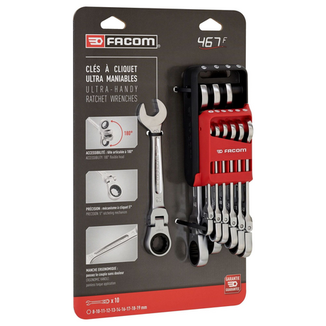467BF.JP10PB - Ratchet Wrench Set Flex Head Facom 467BF 10 Pieces - Image 2