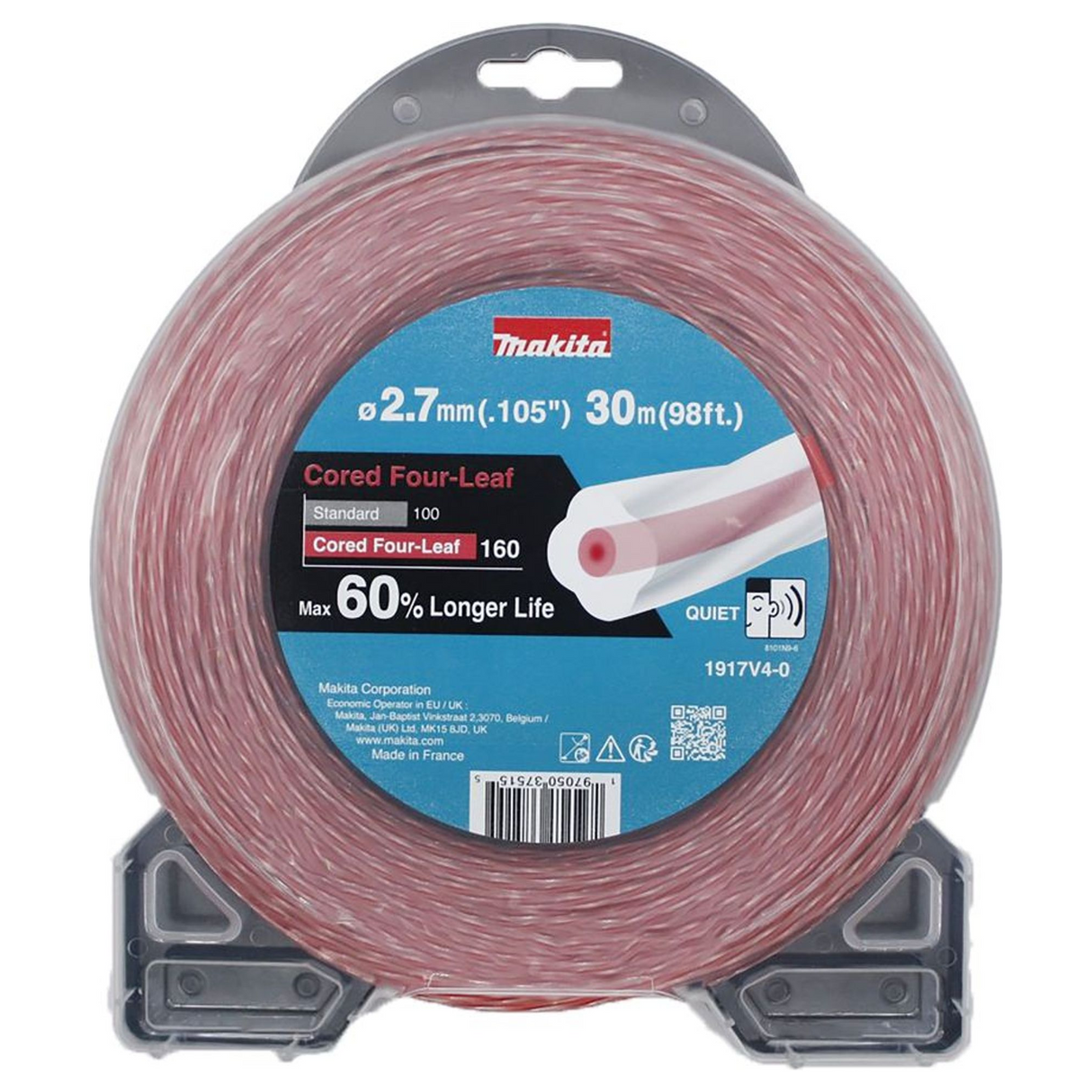 1917V4-0 - Filo Nylon Makita Four-Leaf 1917V4-0 2.7mm Rosso 30m - Immagine 2