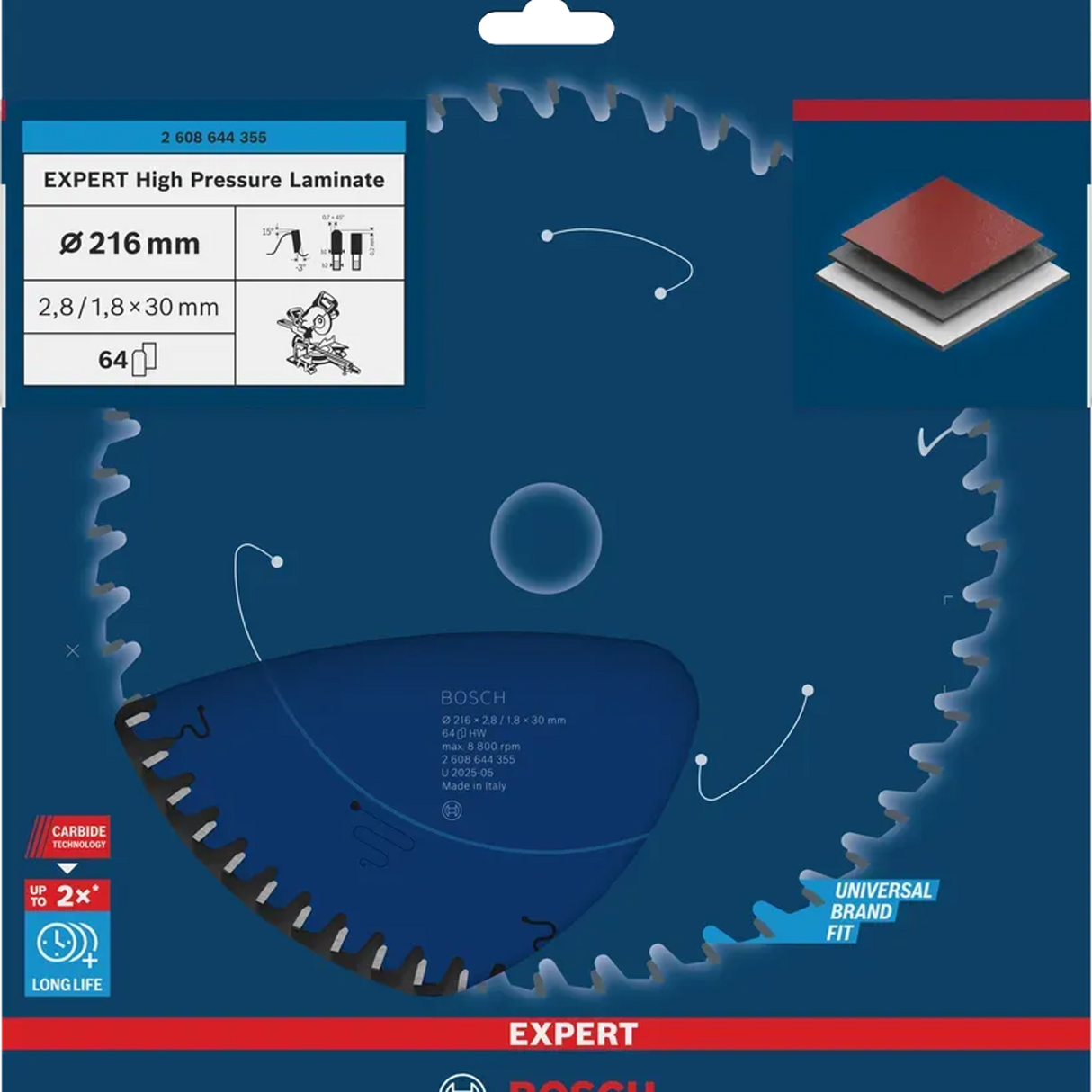 2608644355 - Circular Blade Bosch Expert High Pressure Laminate 216mm - Image 3