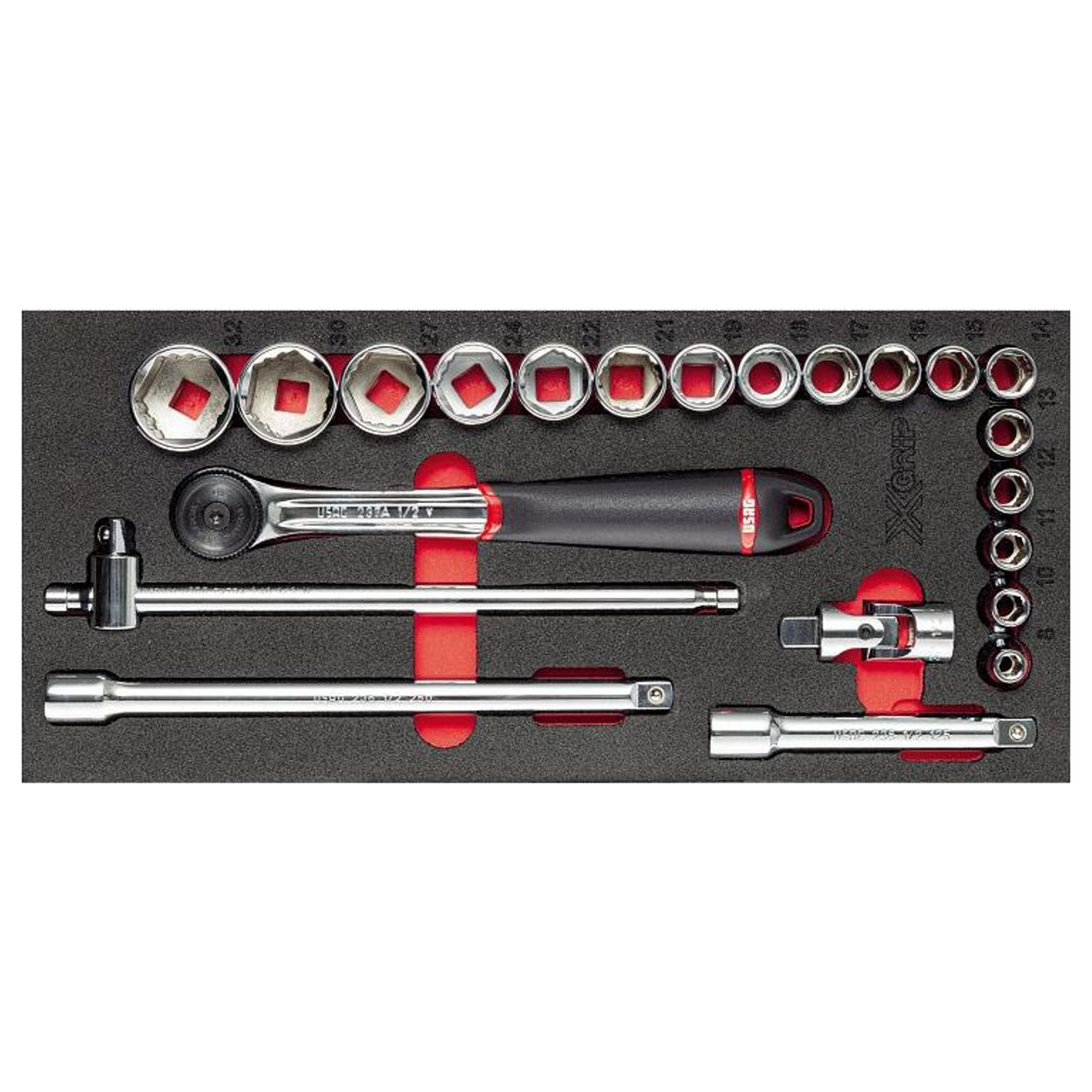 Modulo Spugna Usag 519 M 613CEAX Assortimento Chiavi Bussola 22 Pezzi