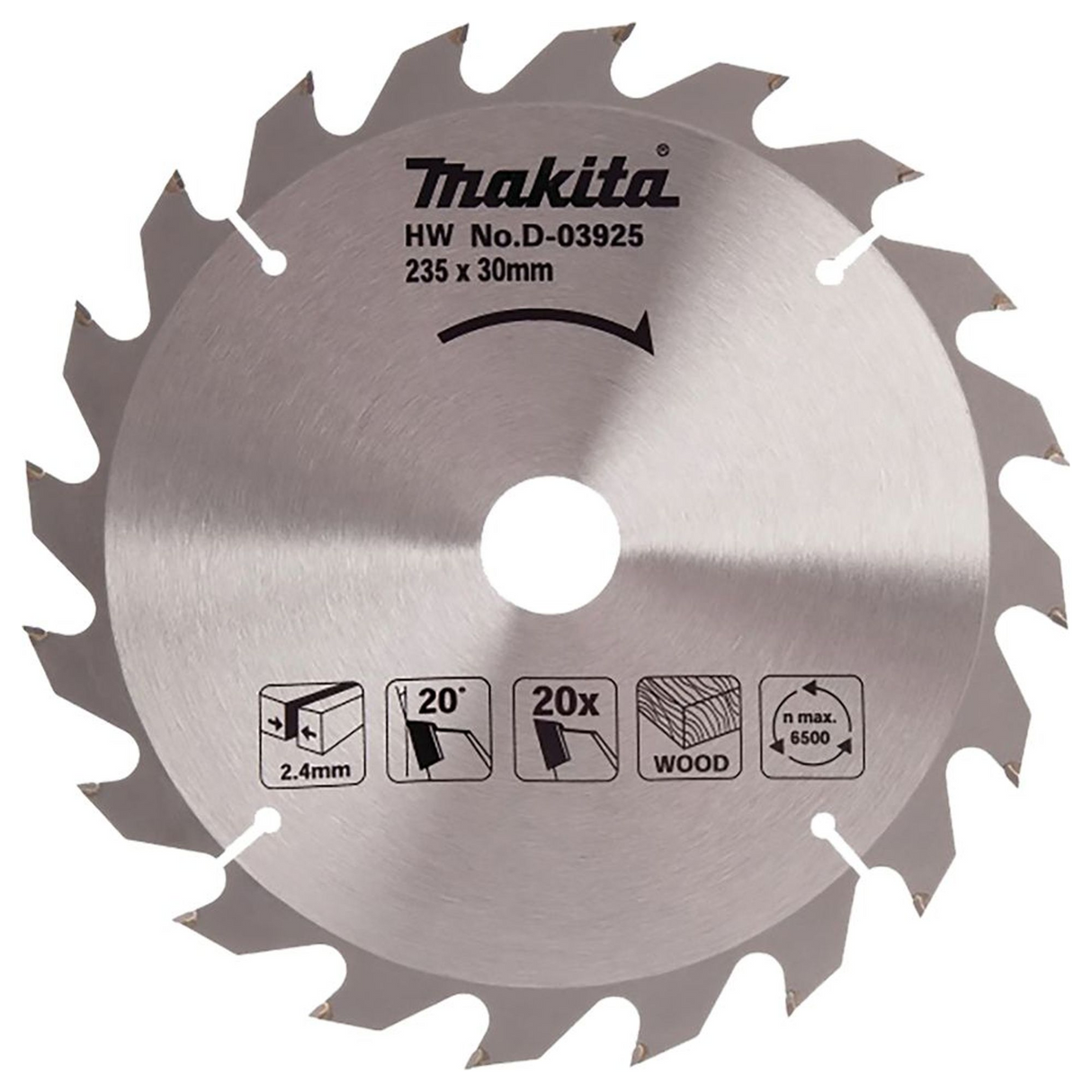 D-03925 - Lama Standard TCT Makita D-03925 235x30mm 20T - Immagine 2