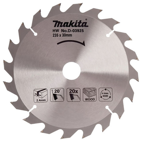 D-03925 - Lama Standard TCT Makita D-03925 235x30mm 20T - Immagine 2